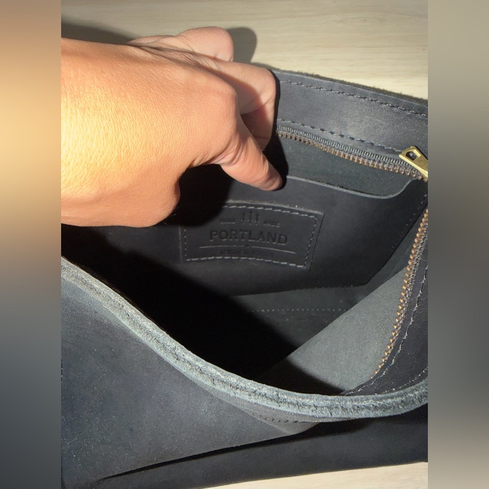 Portland Leather Goods Triangle Shoulder Bag Black Hobo Slouchy Minimalist - Picture 9 of 11